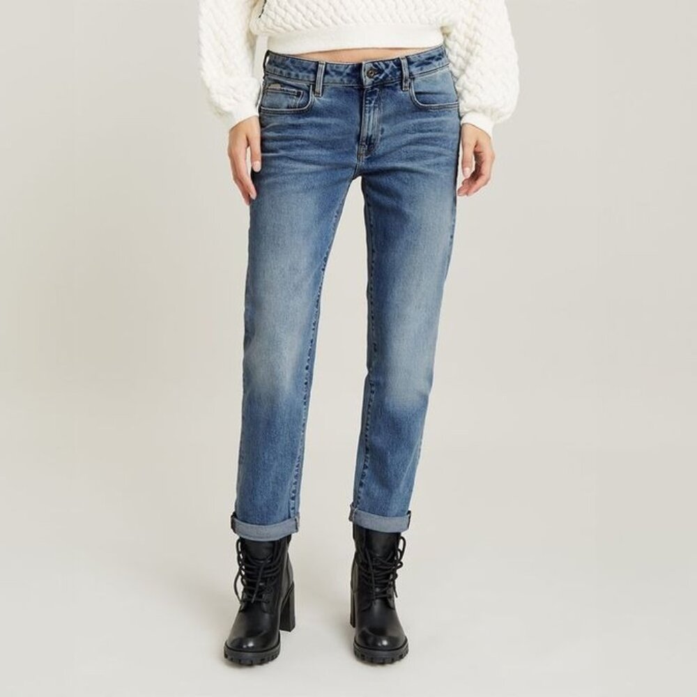 G-Star RAW Kate Boyfriend Jeans Mid Rise Light Indigo Wash